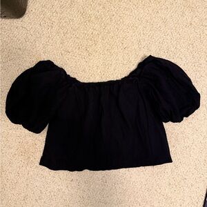 Linen puff sleeve top